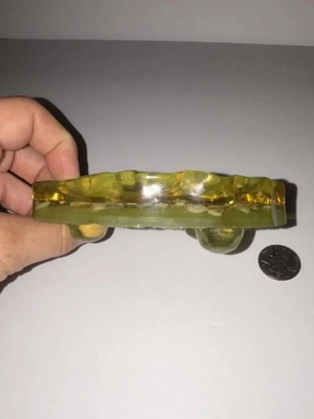 VTG Sea Shell Lucite Resin Acrylic Soap Dish Abalone MCM Green